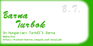 barna turbok business card